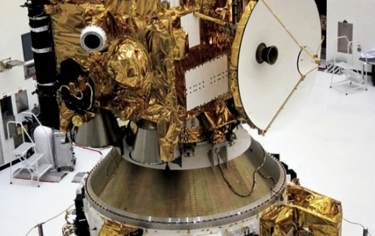 packaged satellite in clean room before launch